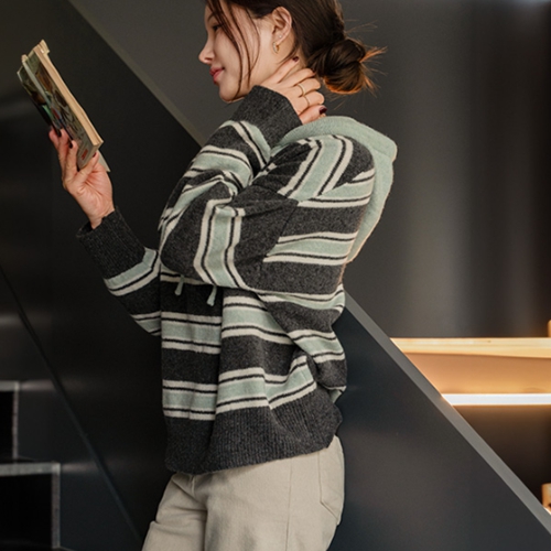 Mare Stripe Hood Wool Knitwear