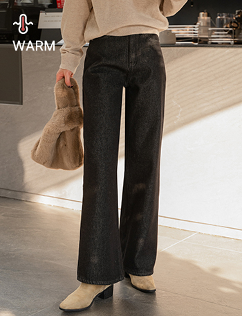 Non-faded Fleece Lined Straight Wide Inbanding Pants Korea