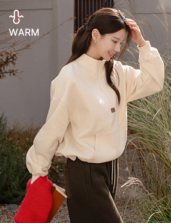 Cloud Patch Zip up Fleece Lined sweatshirt Korea