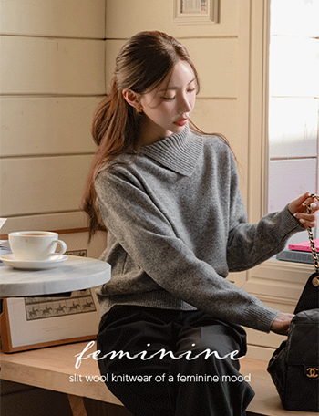 Slit Collar Wool Knitwear Korea