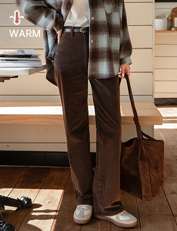 Luna Corduroy Straight fleece lined Pants Korea