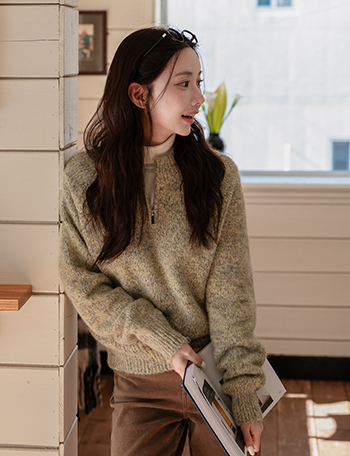 Wool Fork Half Zip-up Knitwear Korea