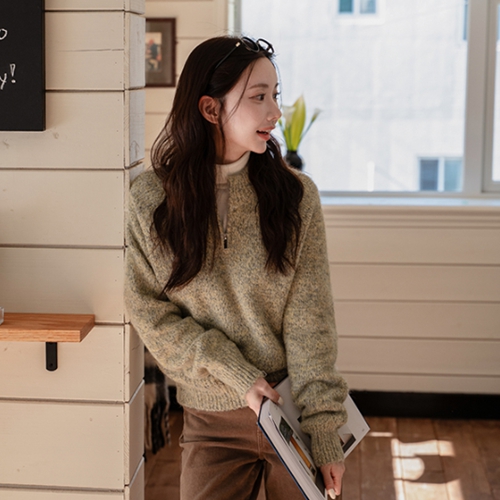 Wool Fork Half Zip-up Knitwear