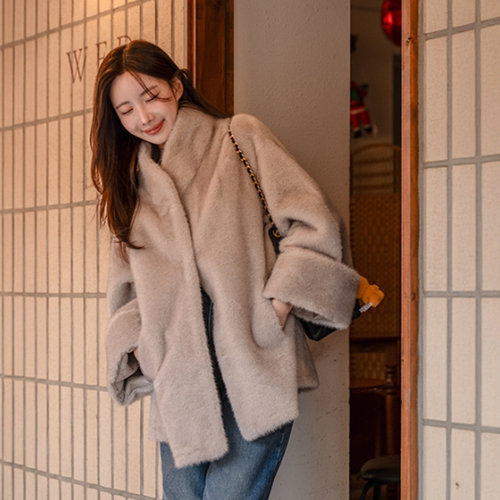 Soft Powder Fur Coat