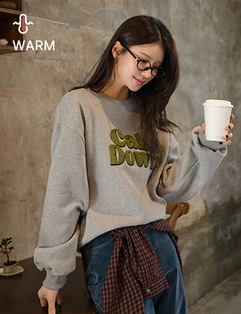 Fizz Boucle Lettering Double-sided Fleece Sweatshirt Korea