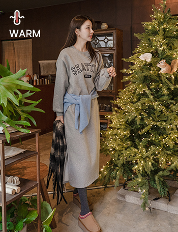 Moon Over Fleece Lined Sweatshirt Dress Korea