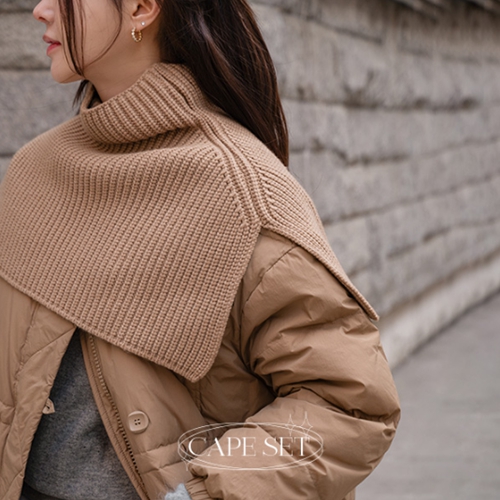 Wool Cape Set Duck Down Padding