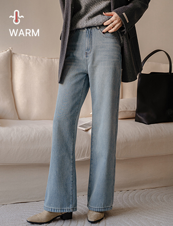 Stay Warm Fleece Denim Pants Korea