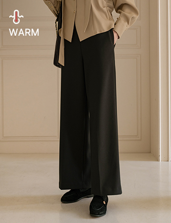 Cheese Span Fleece lined Wide Slacks Korea