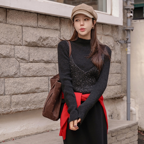 More Twinkle Sleeveless Shirts Layered Knitwear