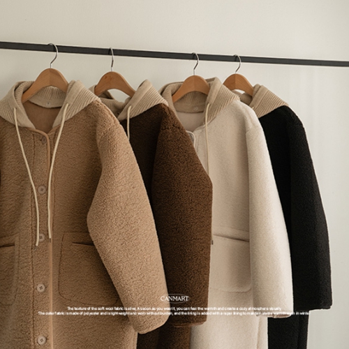 Knitwear Hood Wool Curly Jacket