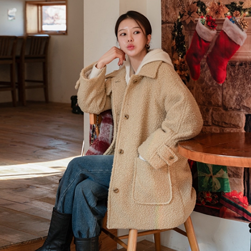 Crunch Boucle Highneck Quilted Coat