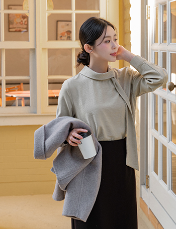 Shrinne Suede Tie Blouse Korea