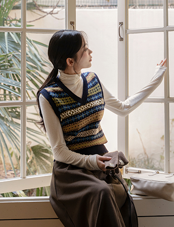 Ile Wool Nordic Knit Vest Korea