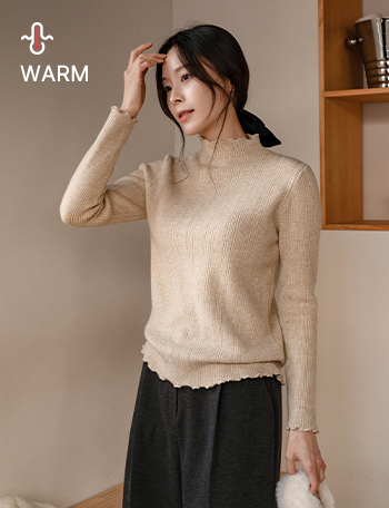 Wave Mink Half Turtleneck Knitwear Korea