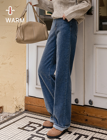 Pury Velvet Fleece Lined Long Wide Pants Korea