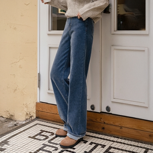 Pury Velvet Fleece Lined Long Wide Pants