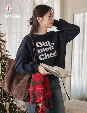 Oui Double-sided Fleece Lined Boucle Embroidery Sweatshirt Korea