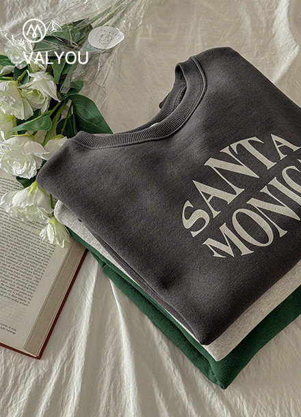 [valyou] More lettering fleece lined sweatshirt Korea