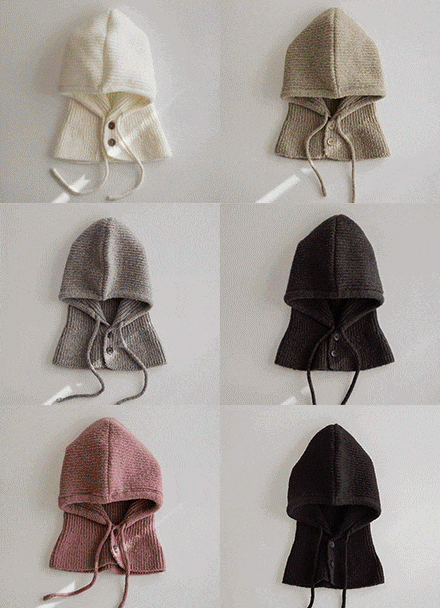 Button Knitwear Balaclava Korea