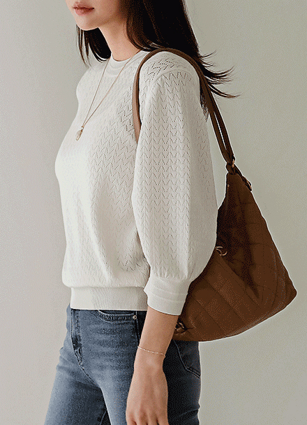 Caeli Punching Half Sleeve Knitwear Korea