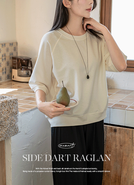 Side Dart Raglan Short-Sleeved Sweatshirt Korea