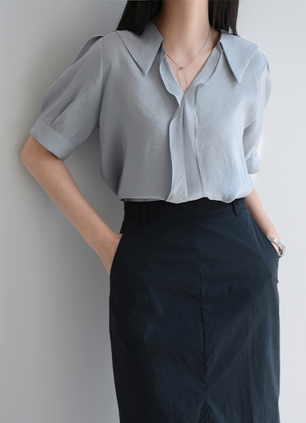 Romantic Collar Short-sleeve Blouse Korea