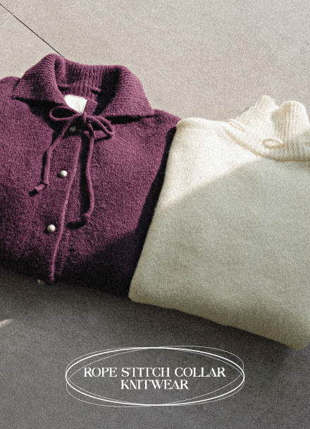 Rope Stitch Collar Knitwear Korea