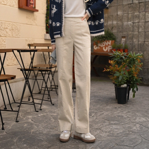 Perfect Corduroy Pants 6ver (fleece lined pintuck semi-wide)
