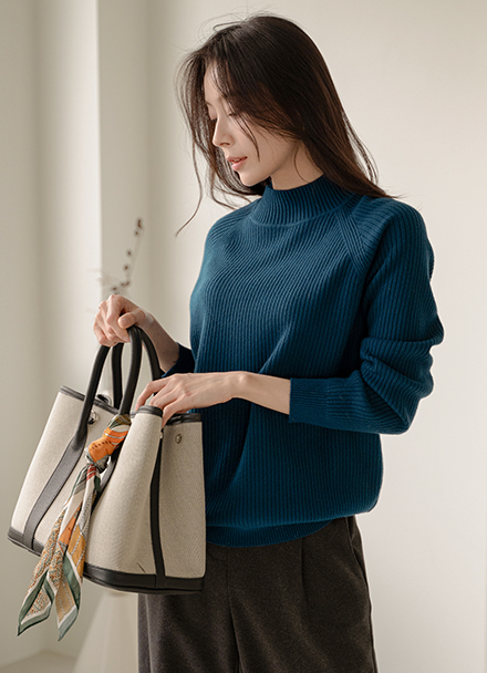 Marie ribbed half-turtleneck knitwear Korea