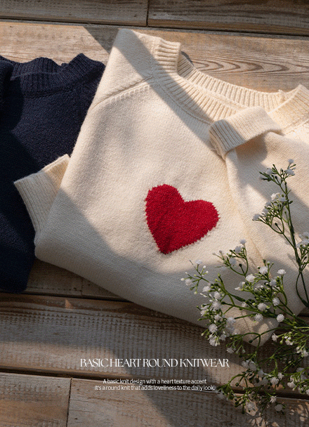 Basic Heart Round Knitwear Korea
