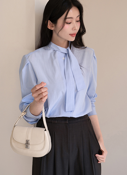 Mare Stripe Tie Blouse Korea