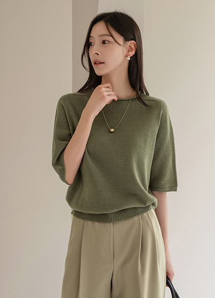 Rolling Holgament Saddle Short-sleeve Knitwear Korea