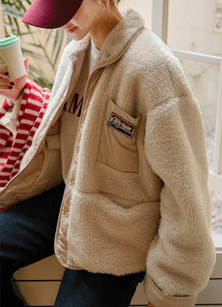 Fluffy Wool Reversible Patch Jumper Korea