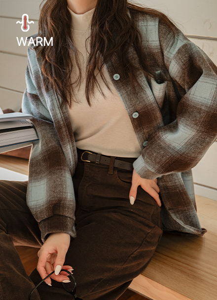 Thick Fleece Lined Check Shirt Korea