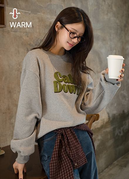Fizz Boucle Lettering Double-sided Fleece Sweatshirt Korea
