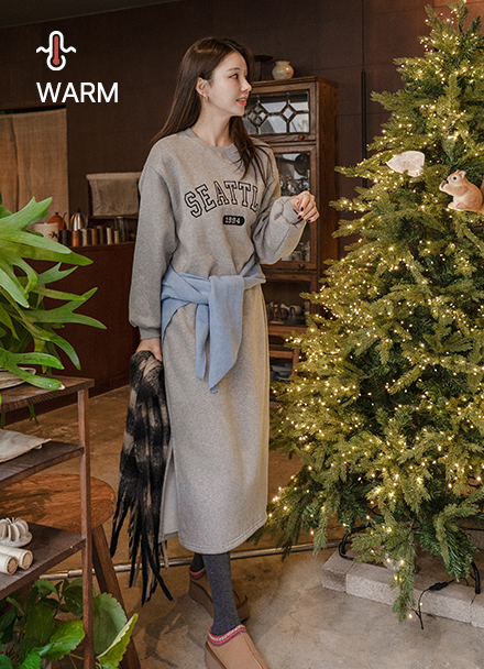 Moon Over Fleece Lined Sweatshirt Dress Korea