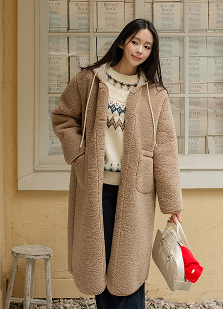 Knitwear Hood Wool Curly Jacket Korea