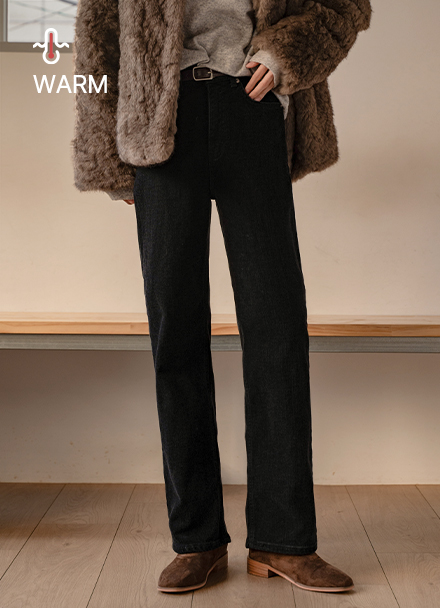 Mild Straight Peach Fleece Lined Pants Korea