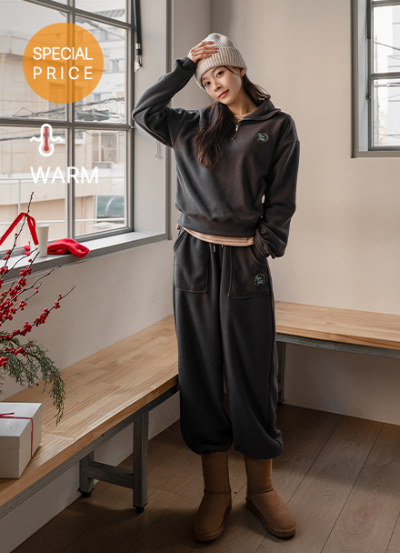 [Special Sale] Fleece Half Zip-up Set Korea