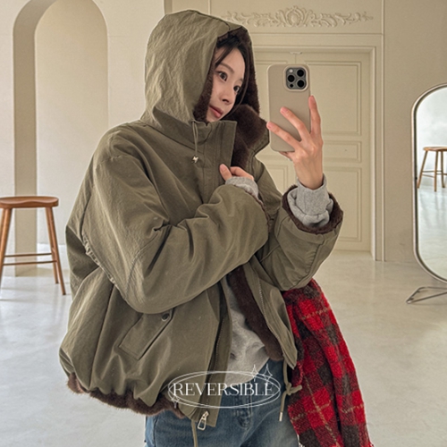 Reversible Fake Fur Hood Safari Jumper