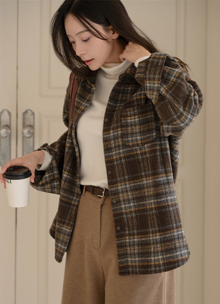 Milli Thick Wool Check Shirt Korea