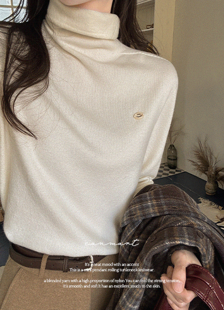 Mini Pendant Rolling Holament Turtleneck Knitwear Korea