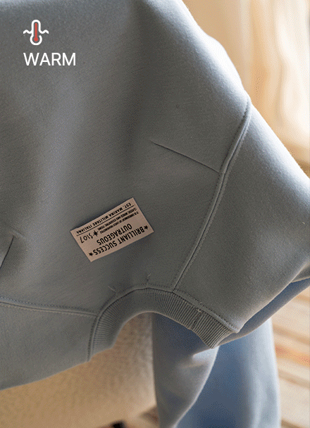 Back Patch Fleece Lined Raglan Sweatshirt Korea