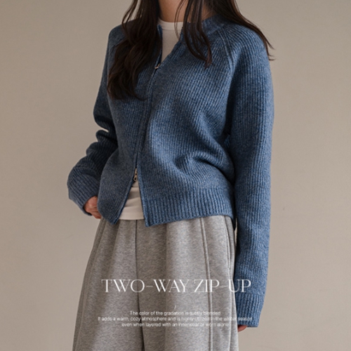 Warms Wool Two-way Knitwear Zip up