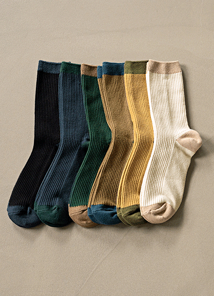 Color matching ribbed socks Korea