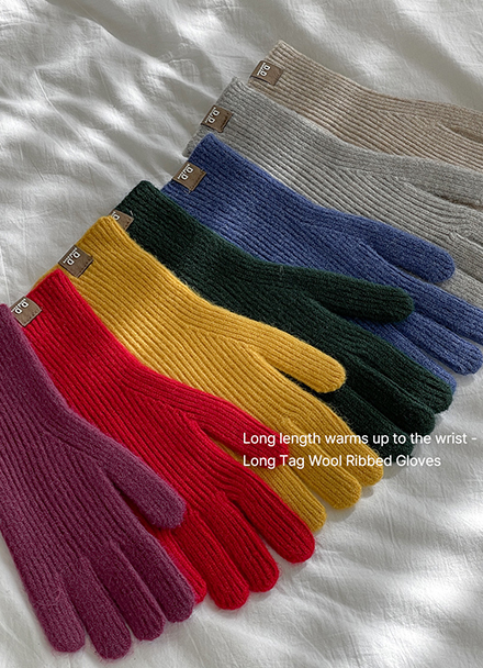Long Tag Wool Ribbed Gloves Korea