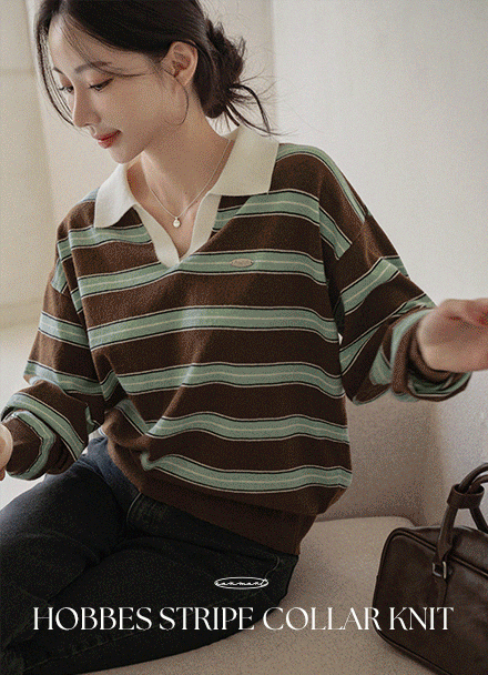 Hopes Horizontal Striped Collar Knitwear Korea