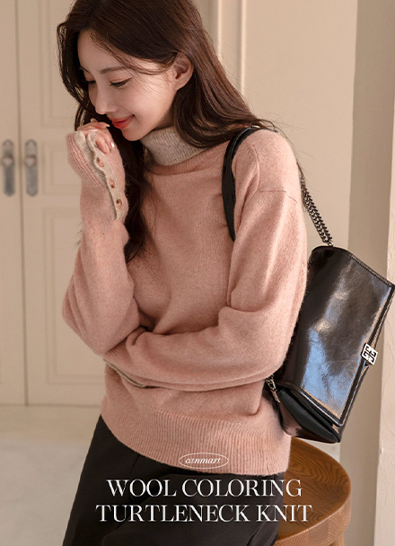 Wool color combination Turtleneck Knitwear Korea