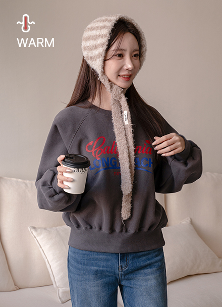 Double-sided Fleece Lined Raglan Callie Sweatshirt Korea